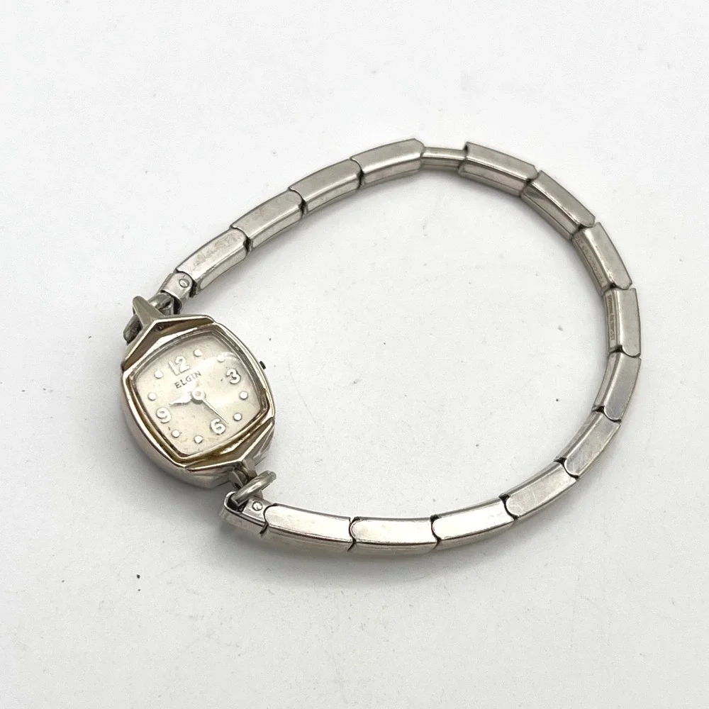 Vintage Elgin Womens Cocktail Watch 10K RGP Bezel Speidel Expansion Band READ